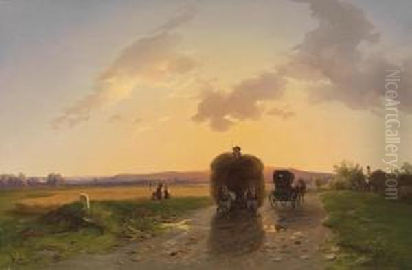 Returning From The Fields At Dusk by Ignaz Raffalt