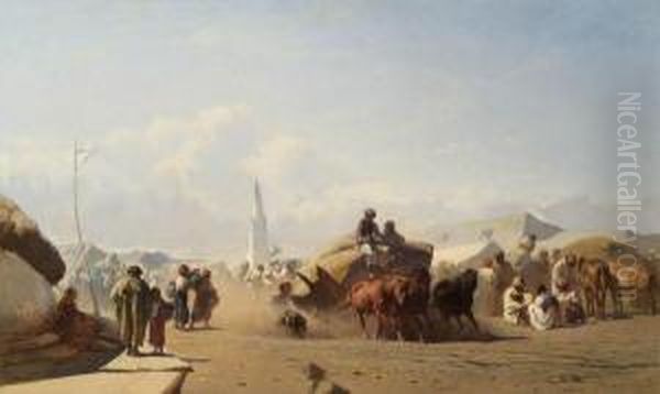 Markttag In Szolnok Oil Painting by Johann Gualbert Raffalt