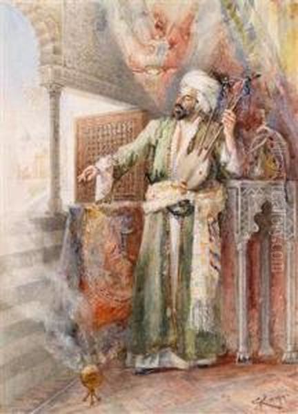 Arabischer Musikant Oil Painting by E. Raggi