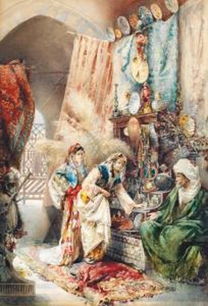 La Visite Au Brocanteur Oil Painting by Giovanni Antonio Raggi