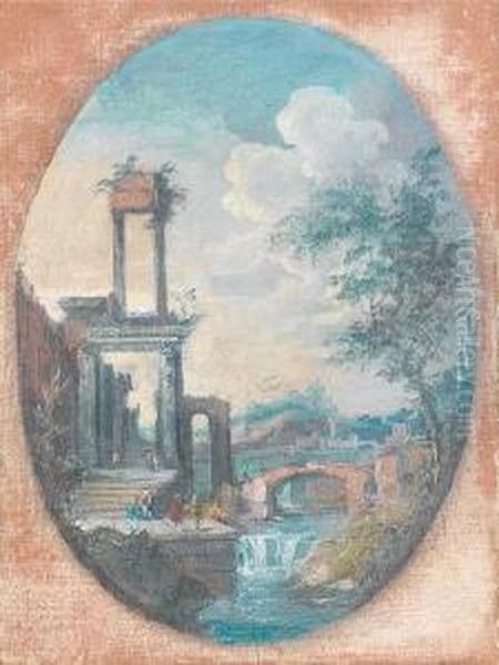 A 
Capriccio Oil Painting by Maria Luigia Raggi