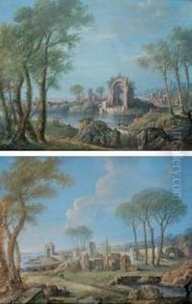 A Capriccio Of A Mediterranean Coastal Inlet With Figures Amongst Ruins; And A Capriccio Of A Mediterranean Coast With Ruins And Figures On A Path


Lot Title Oil Painting by Maria Luigia Raggi