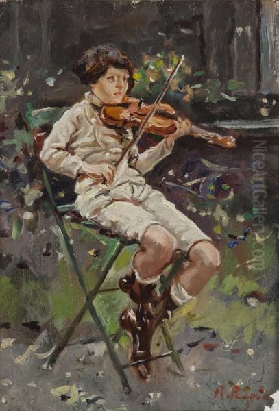 Piccolo Violinista Oil Painting by Raffaele Ragione