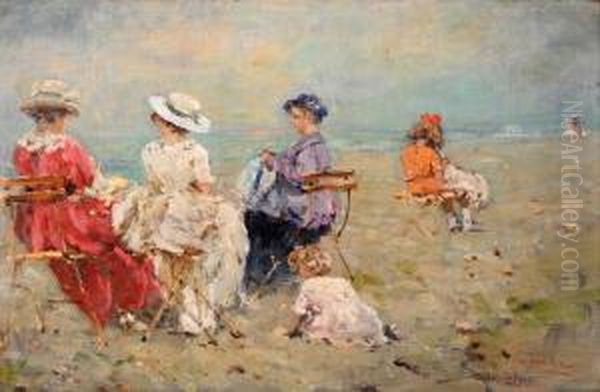 Sulla Spiaggia Oil Painting by Raffaele Ragione