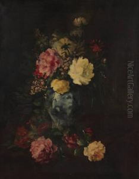 Stilleven Met Bloemen Oil Painting by Jules Felix Ragot