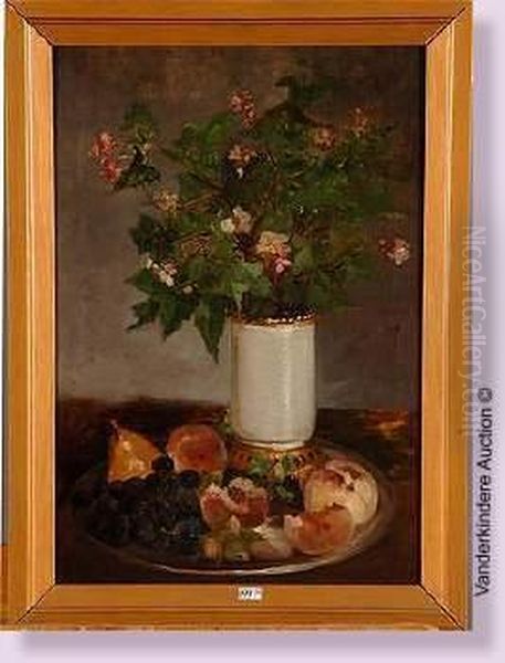 Nature Morte Aux Fleurs Et Aux Fruits Oil Painting by Jules Felix Ragot