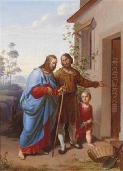 Joseph Und Mary Asking For Lodging, Oil Painting by Carl Rahl