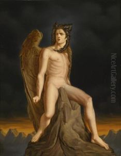 Winged Youth Oil Painting by Carl Rahl