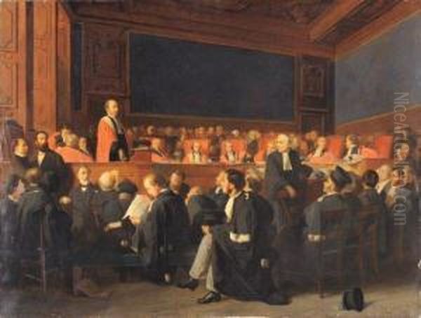 Monsieur De Gabrielli Devant La Cour D'appel De Grenoble Oil Painting by Diodore Charles Rahoult