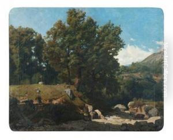 Paysage Oil Painting by Diodore Charles Rahoult