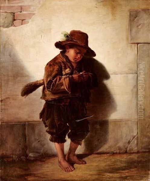 Ritratto Del Figlio Del Sindaco Marchini In Veste Di Spazzacamino Oil Painting by Carlo Antonio Raineri