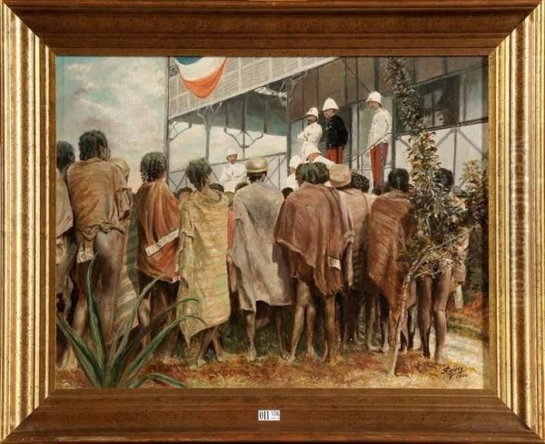 Scene Coloniale En Afrique Oil Painting by Rajesy