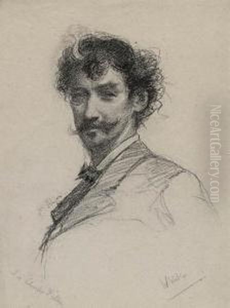 Portrait Of Whistler Oil Painting by Paul Adolphe Rajon