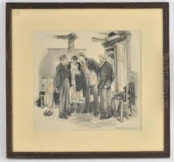 Young Newshound's Conference Oil Painting by Henry P. Raleigh