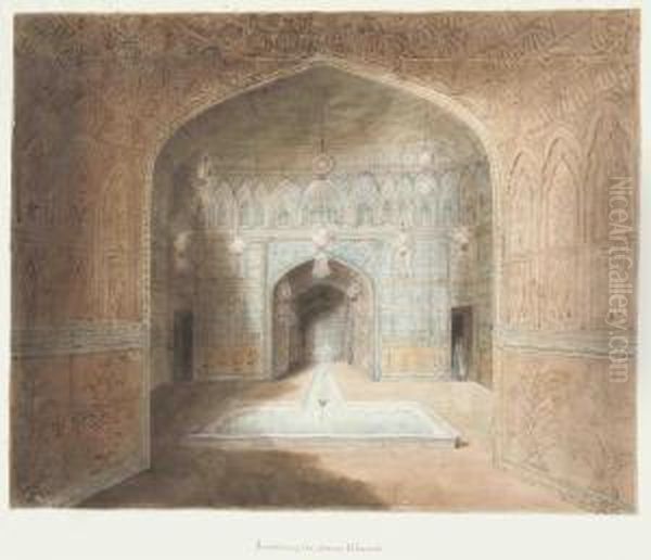 Interior Of The Aeenu Khanah Oil Painting by Sita Ram