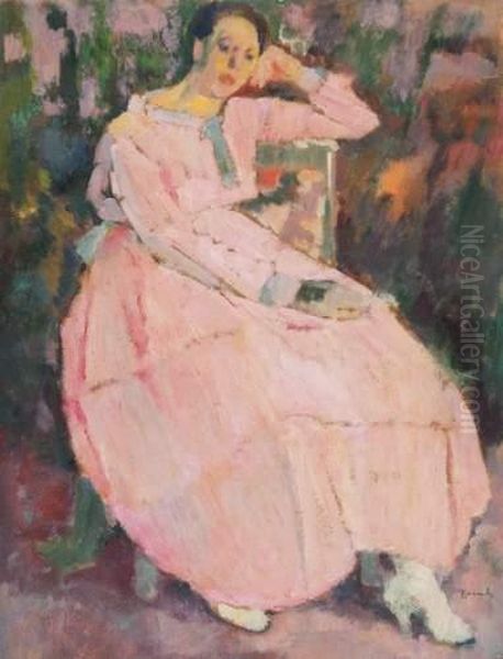 Dame En Rose Oil Painting by Henri Ramah