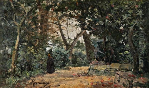 Jardins Do Palacio De Cristal Do Porto Oil Painting by Antonio Ramalho