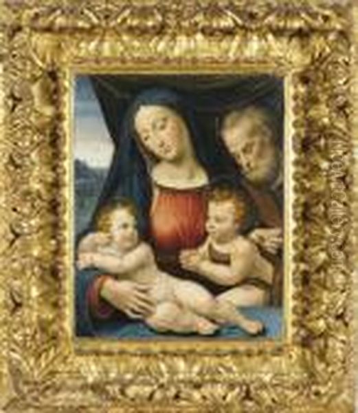 Sacra Famiglia Con San Giovannino Oil Painting by Bartolomeo Ramenghi (Bagnacavallo)