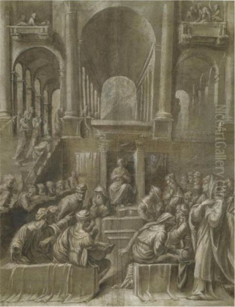 Christ Among The Doctors Oil Painting by Bartolomeo Ramenghi (Bagnacavallo)