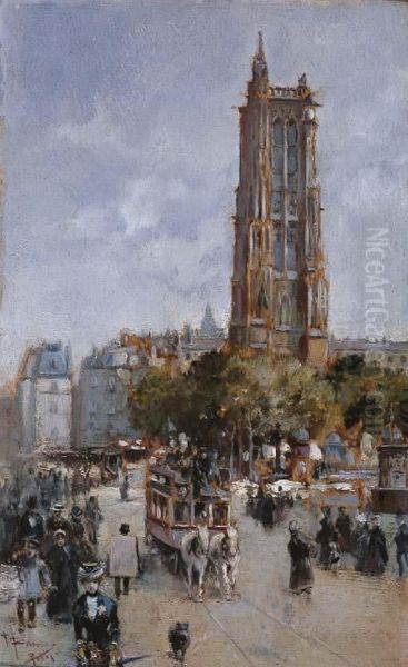 Torre De Santiago En Paris Oil Painting by F. Ramos