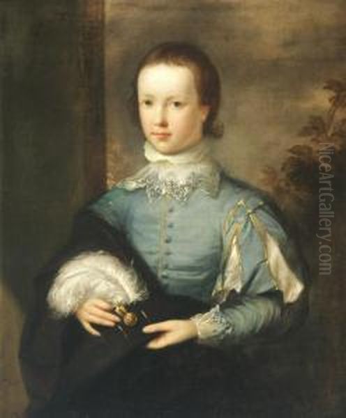 Boy Dressed In Blue Oil Painting by Allan Ramsay