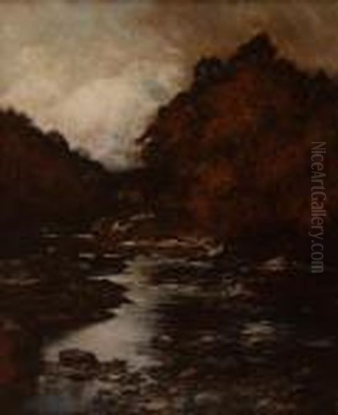 An Autumn Day Oil Painting by Allan Ii Ramsay