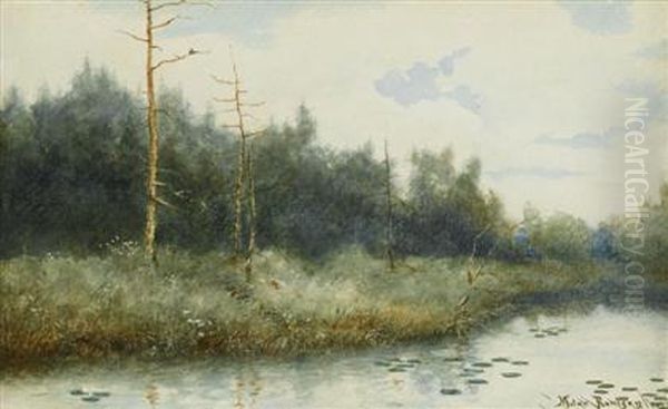 Riverbank Oil Painting by Milne Ramsey