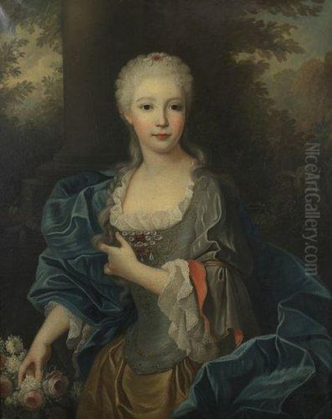 Portrait De Jeune Fille. Oil Painting by Jean Ranc