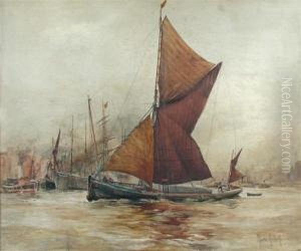 Shipping On The Medway Oil Painting by Maurice Randall