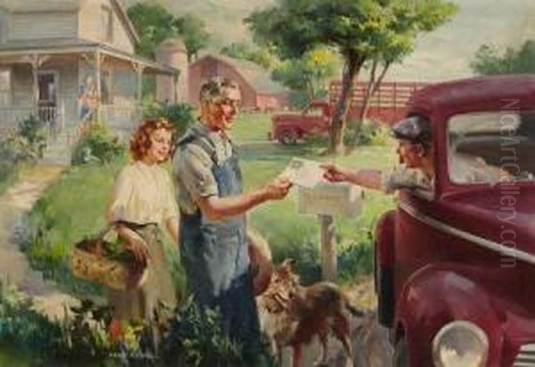 The Mail's Here Oil Painting by Paul A. Randall