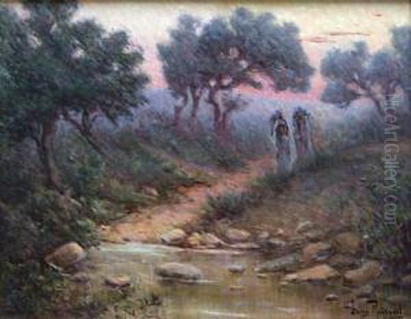 Les Porteuses D'eau Sur Le Chemin Des Oliviers Oil Painting by Louis Randavel