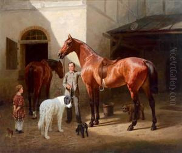 Prima Della Passeggiata A Cavallo Oil Painting by Friedrich Randel