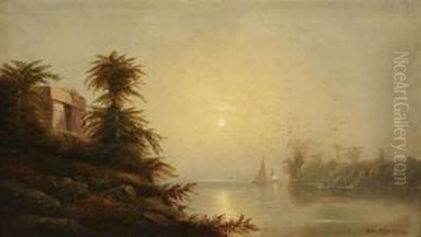 Sunrise Over The Nile Oil Painting by Herman Randolph