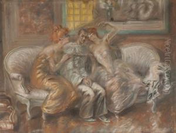 Au Salon Oil Painting by Richard Ranft