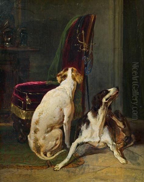 Zwei Hunde Oil Painting by Johann Matthias Ranftl