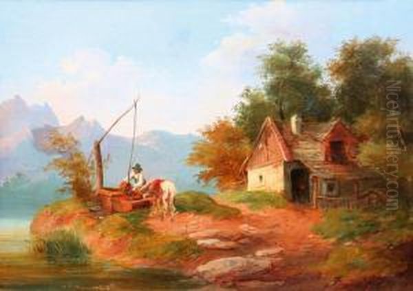 U Napajedla Oil Painting by Johann Matthias Ranftl