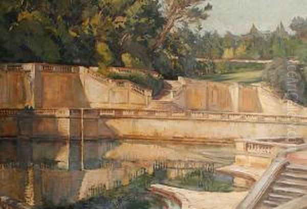 The Roman Gardens At Nimes Oil Painting by William Bruce Ellis Ranken