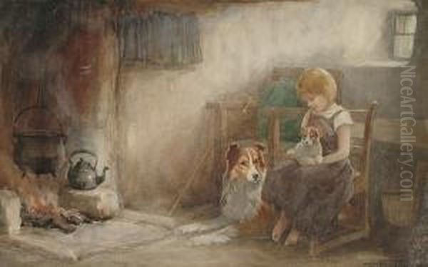 An Interior Of A Shepherd's Cottage Oil Painting by Andrew Scott Rankin