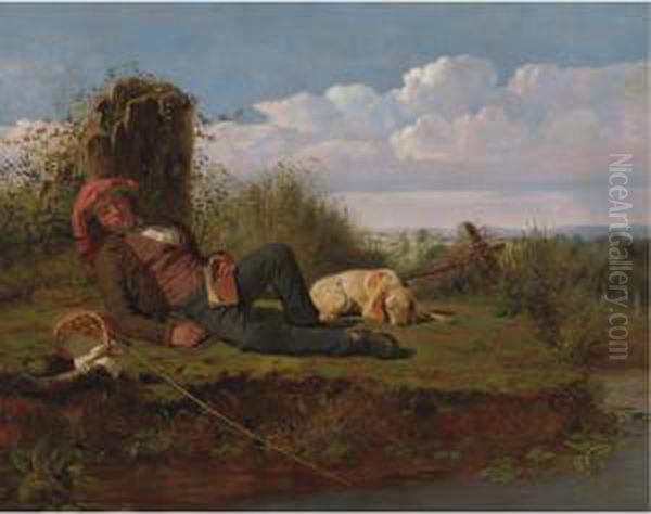 The Lazy Fisherman Oil Painting by William Tylee Ranney