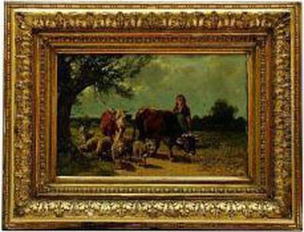 Campesina Con Vacas Oil Painting by Gustav Ranzoni