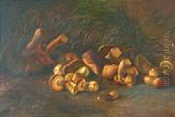 Nature Morte Aux Cepes Oil Painting by Jozef Rapacki