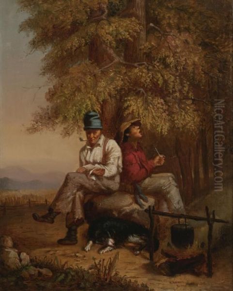 Habitants And Their Dog Oil Painting by William Raphael