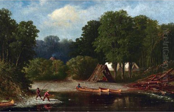 The Fishing Camp Oil Painting by William Raphael