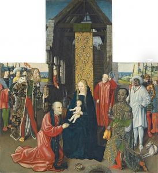 The Adoration Of The Magi - A Panel From An Altarpiece Oil Painting by Hans Raphon