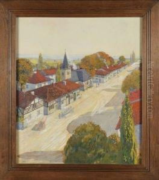 Vue De Village Oil Painting by Henri Rapin