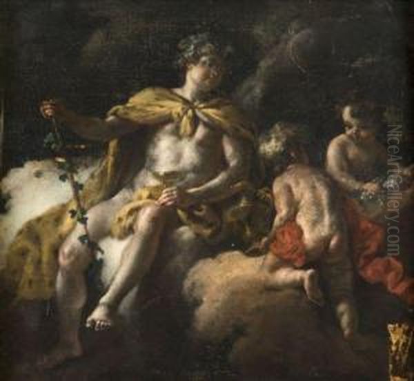 Bacchus Entoure De Putti Oil Painting by Michele Antonio Rapous