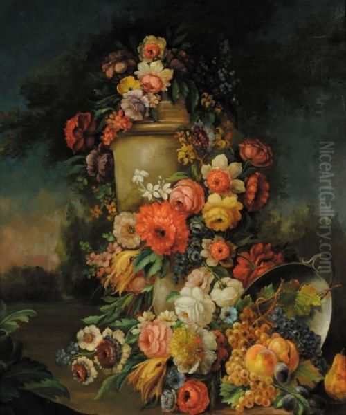 Natura Morta Con Fiori Oil Painting by Michele Antonio Rapous