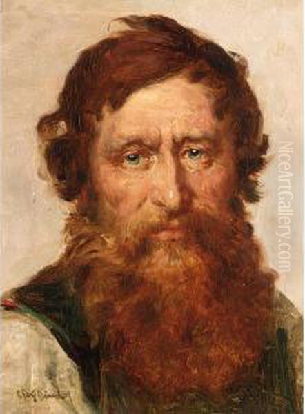 Portrait Of A Bearded Man, Depicted Half Length Oil Painting by Johann Rudolf Rapp