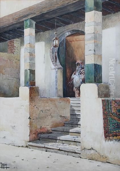 The Entrance Of A Scheik House, Cairo Oil Painting by Vittorio Rappini