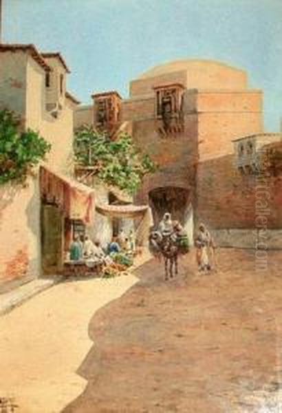 North African Street Scenes Oil Painting by Vittorio Rappini